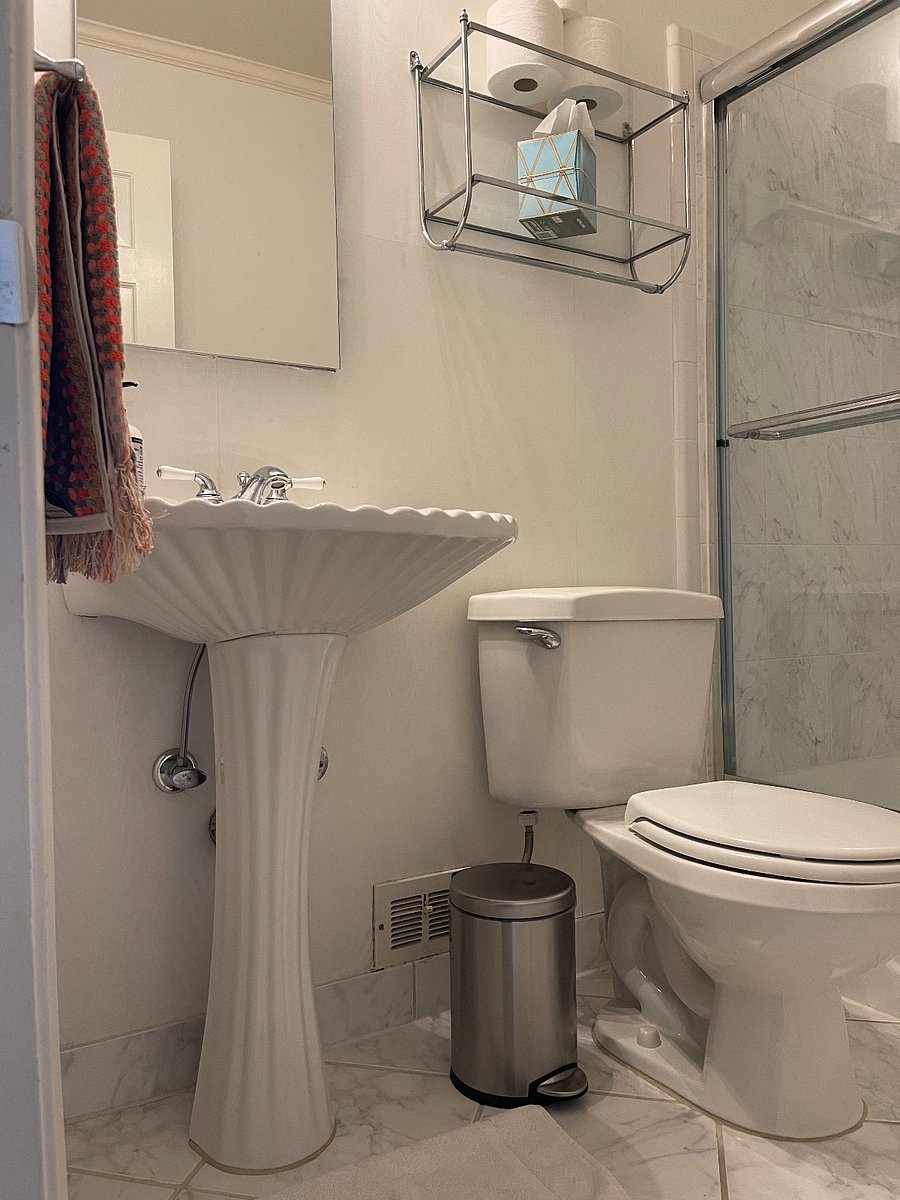 Your private hallway bathroomclean, calming, and mostly yours. Occasionally shared with a respectful day guest or, with your okay, for the occasional soaking bathalways with notice and care.