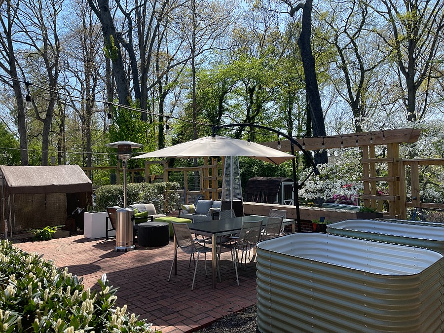 Grill, unwind, or gather eggs from the chickens. This space invites calm and joyful moments.