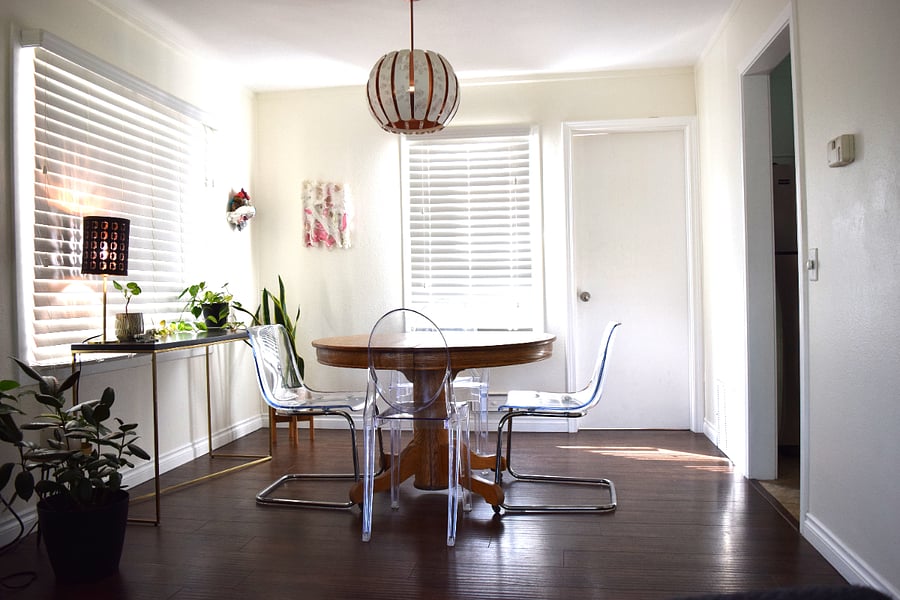 Dining area, door to second bathroom