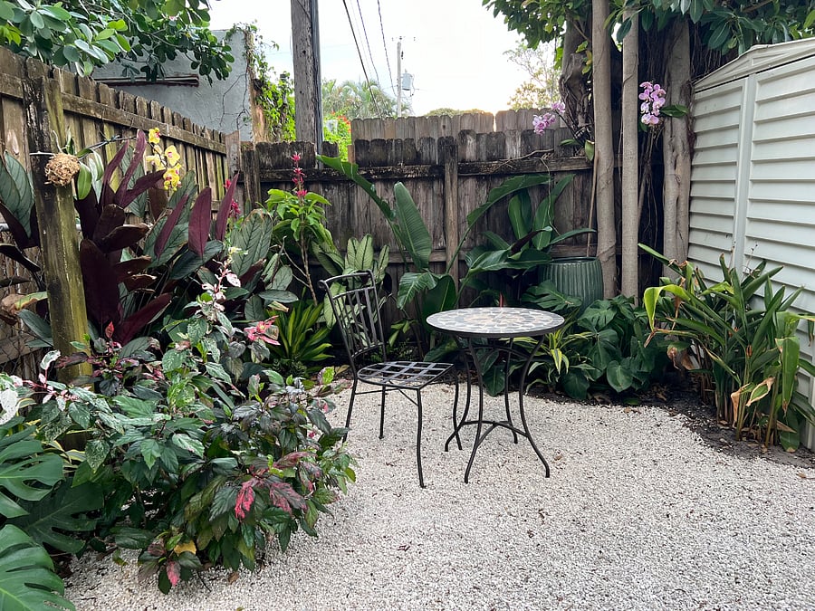 Outdoor bistro set provides space to enjoy the outdoors