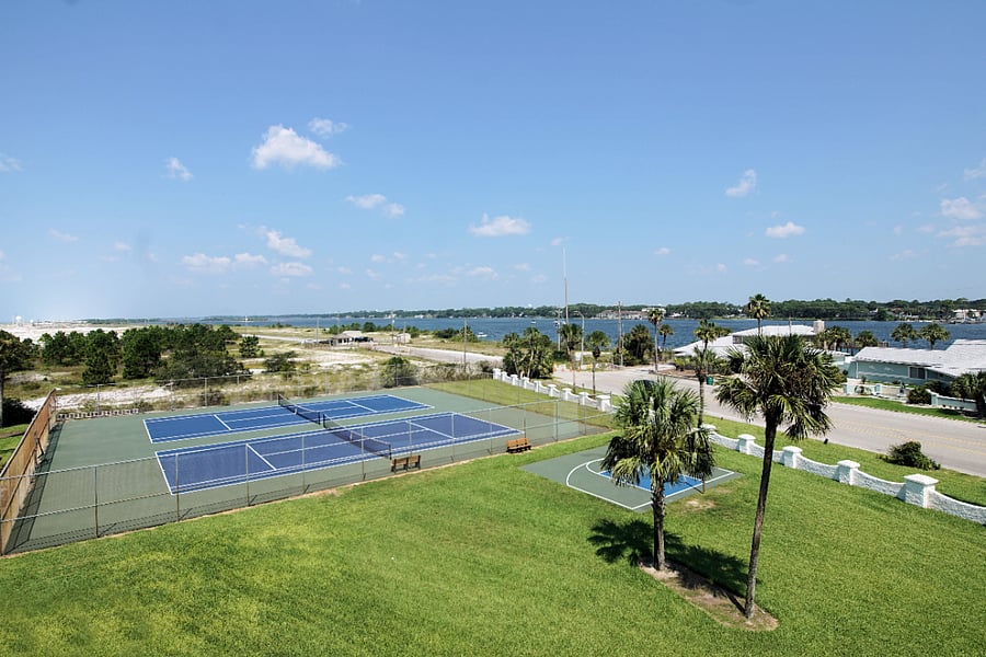 tennis court view from our balcony