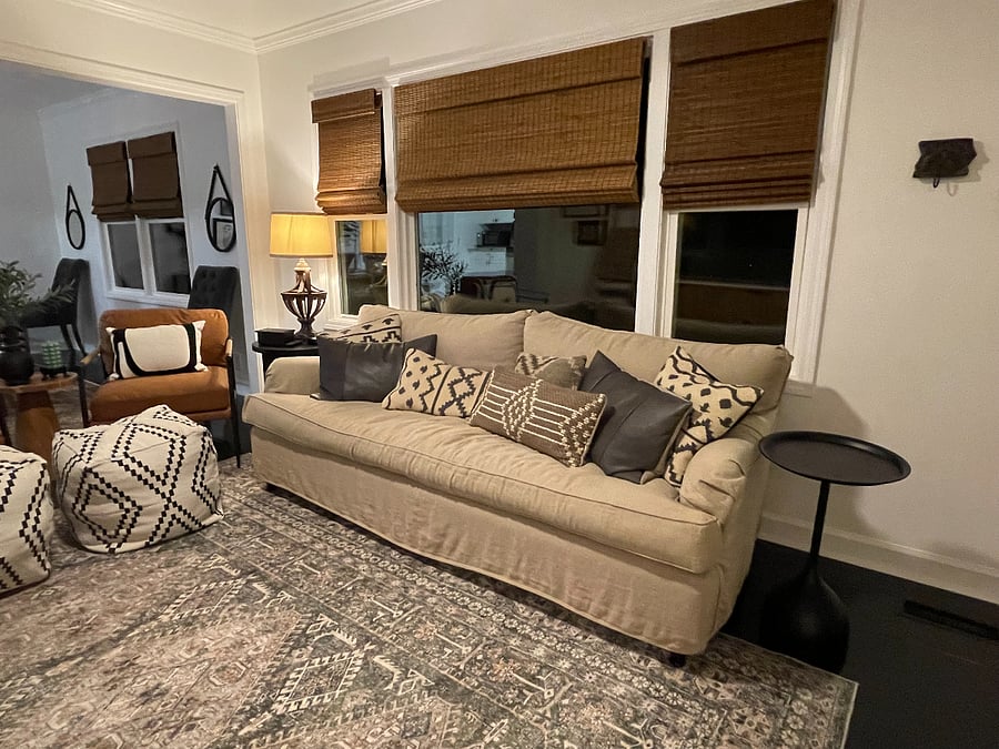 Living room is open to the dining room and kitchen