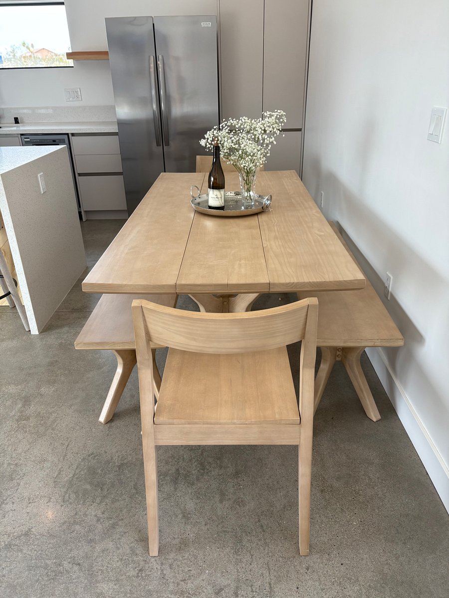 Dining table can accommodate up to six