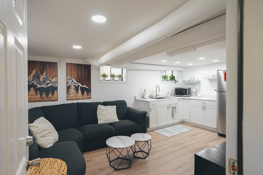Living room with kitchenette