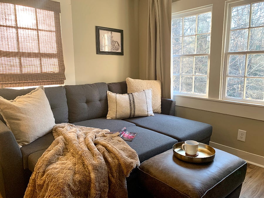 The sofa extends to create a bigger lounge