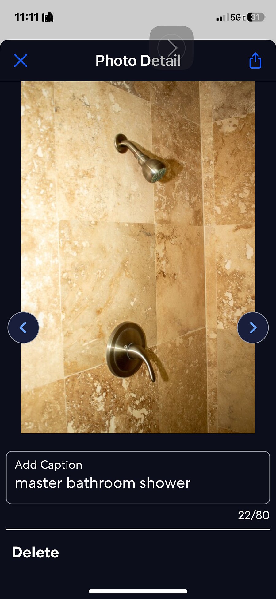 Master shower