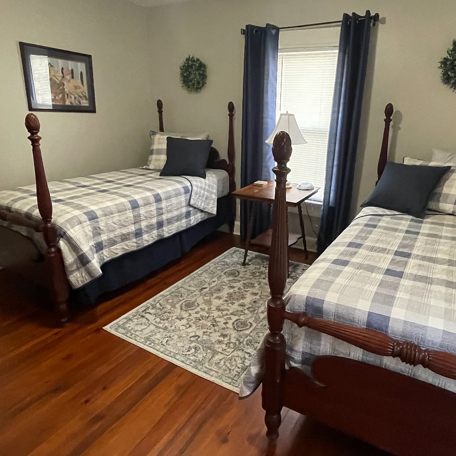 The second up-stairs bedroom has twin beds and a closet as well.
