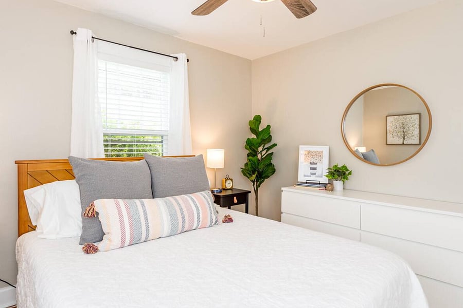 Comfortable and plush queen sized bed.