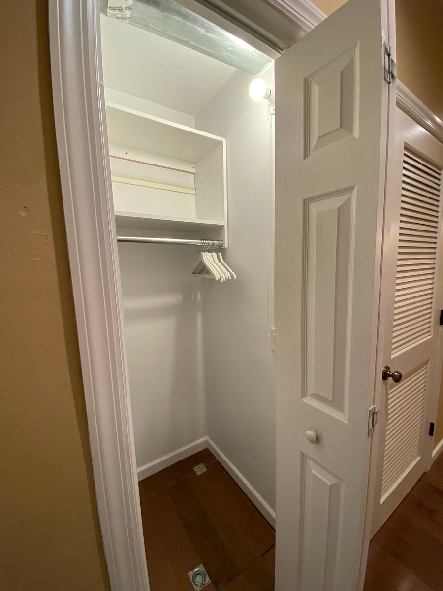 Just off the entryway in the first-floor hallway, you'll find a convenient coat closet. Inside, wooden hangers are provided, ready to keep your coats and other gear neatly organized during your stay. For visiting guests, a convenient double-height queen air mattress with a built-in electric pump is available.