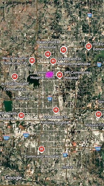 Pink spot is house