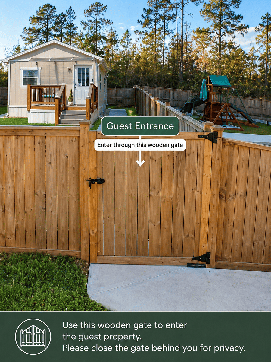Private gated entrance to property.
