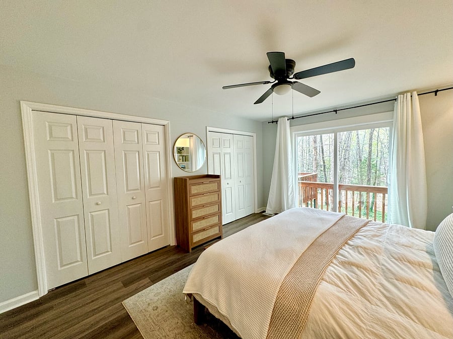 Two closets and sliding glass door in the master bedroom - dresser included! 