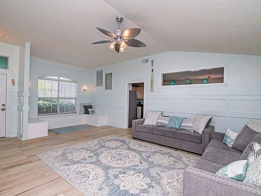 Living room and window seat nook