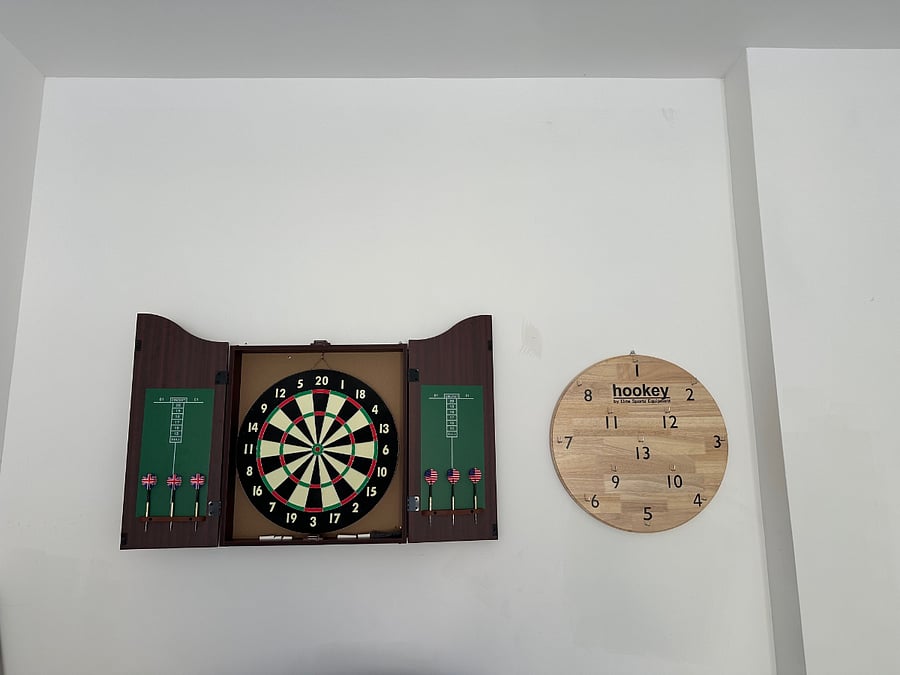 Darts and Hookey games are available in the garage