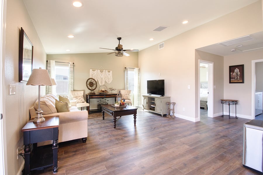 Living Room with Large 55 inch Flat Screen Smart TV
