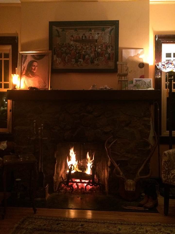 The fireplace in action
