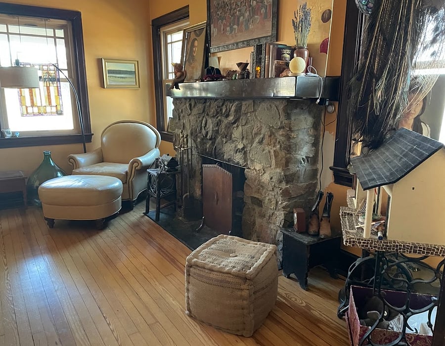 Living room fireplace