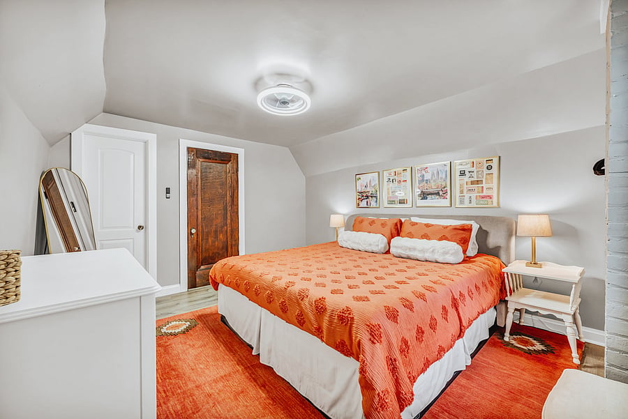 Rest Comes First. Blackout curtains and a sleep machine help create the peaceful environment you need for quality rest.