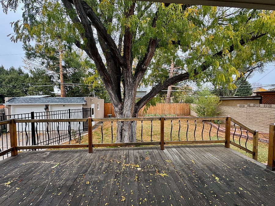 Back Deck and Two Car Garage