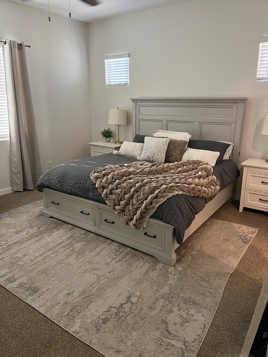 King sized bedroom with private bath and shower