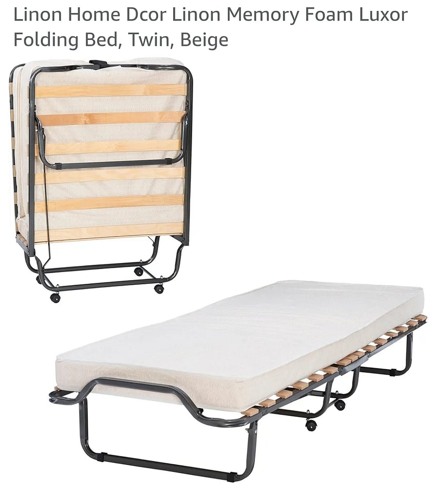 Folding bed twin size with covers and blankets