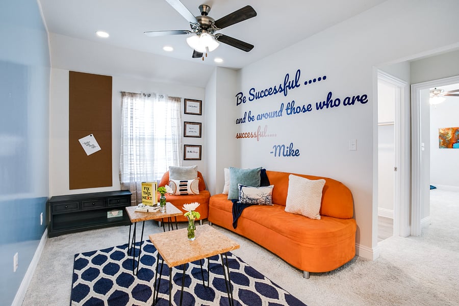 Creativity/work room, with dry erase wall.