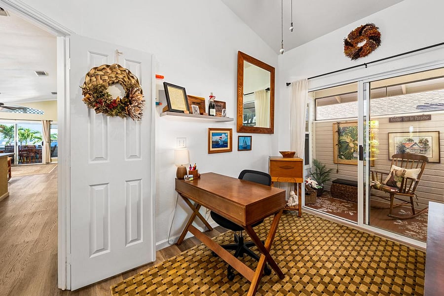 Office has french doors opening from foyer and sliders to small screened lanai.
