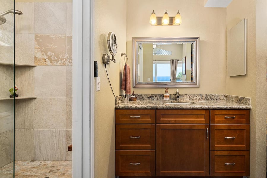 Primary ensuite bath has walk-in closet adjacent