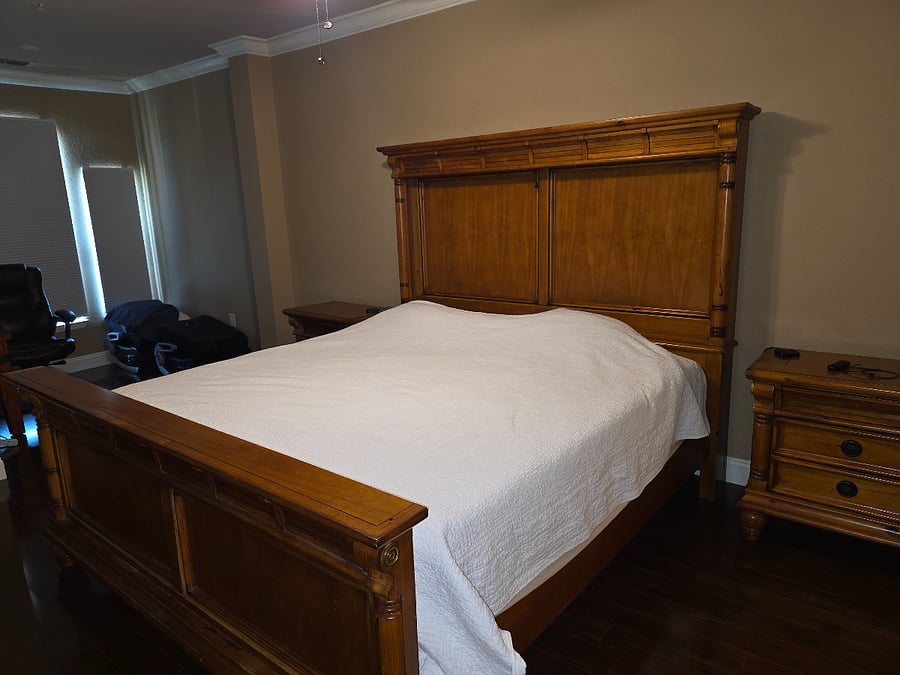 King, master bdrm.  Office area by windows.  Has walk in closet.
