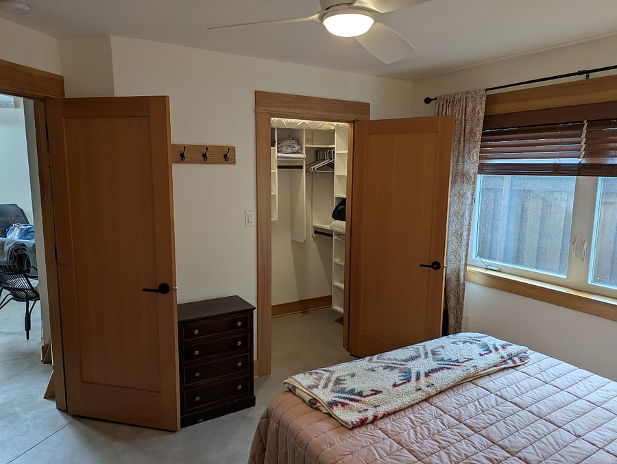 Walk in closet with built in shelving