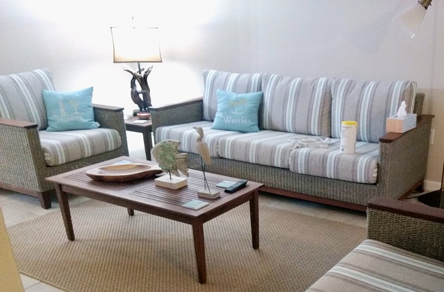 Enjoy a relaxing evening with loved ones by curling up on the cozy couches.