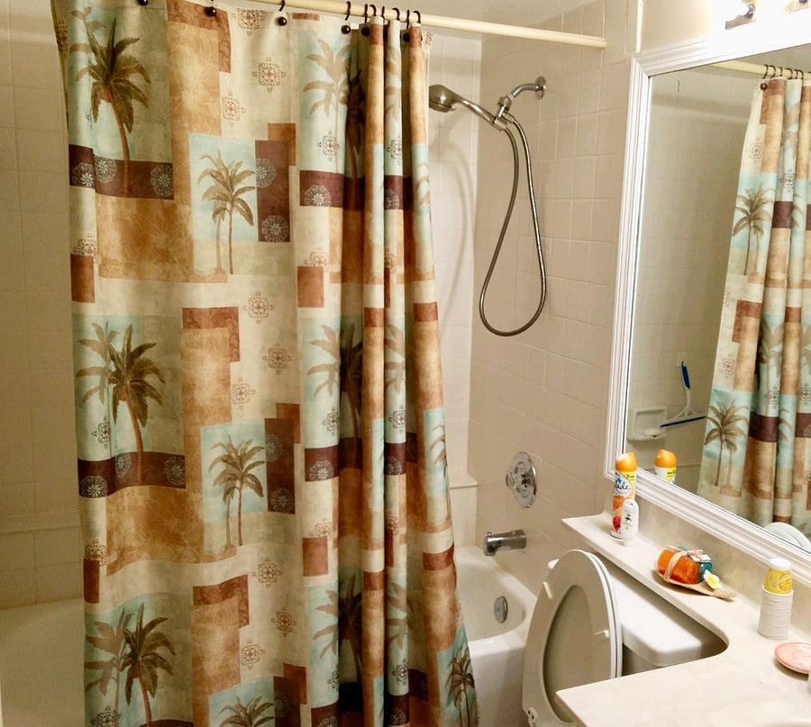 There are 2 bathrooms in this condo. One contains a shower/bath combo and the other is a shower.