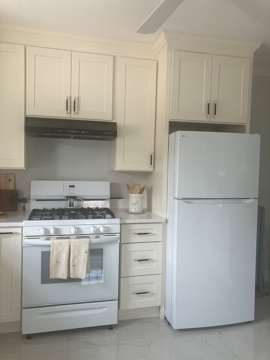 Full size stove and fridge