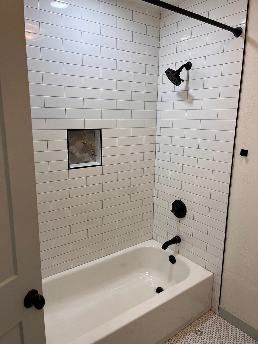 Custom tile with new plumbing.