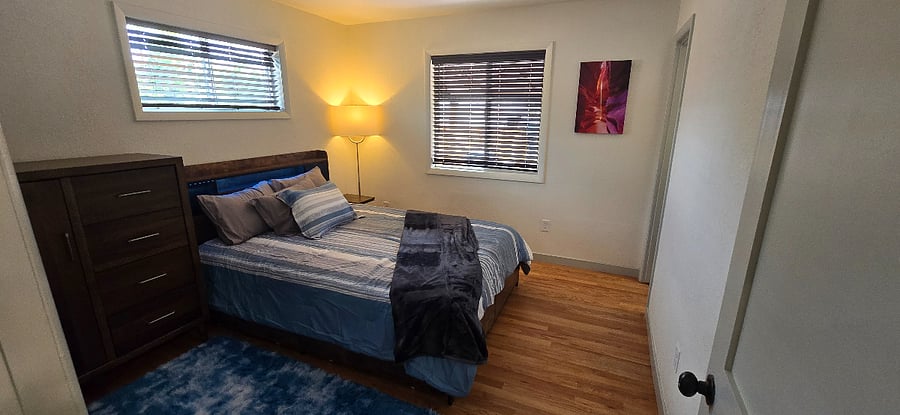 Queen sized bed with 10" memory foam mattress.