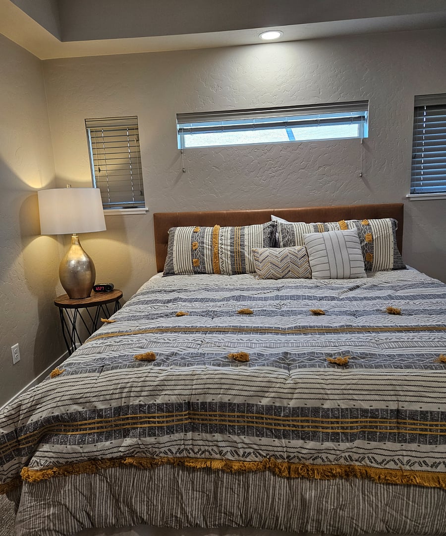 Rest and recover after a long day in this comfortable king bed!