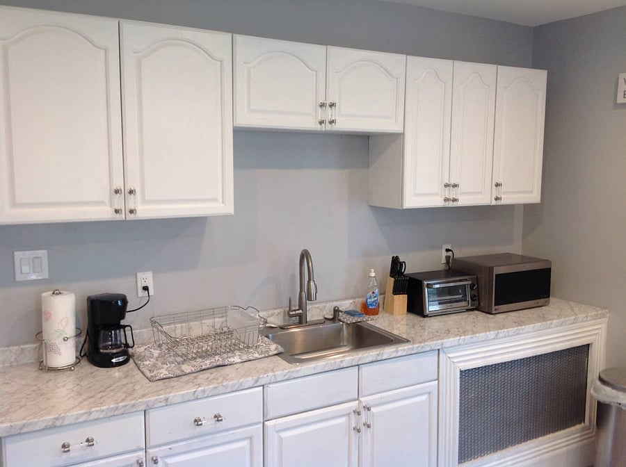 Kitchen cabinetry, kitchen appliances with Samsung stainless steel dishwasher