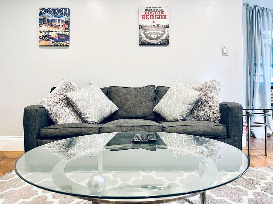 Comfortable living room couch with pull-out queen size bed