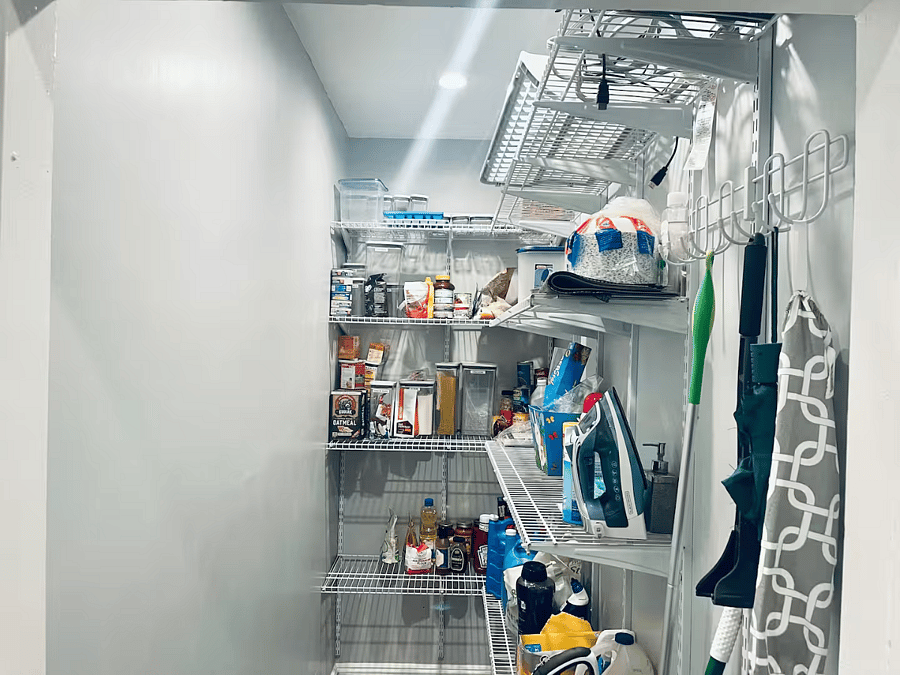 Basic essentials in the Pantry room to get you started in your new home away from home.