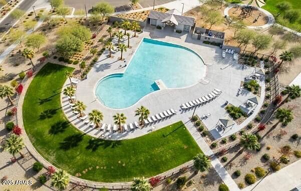 Arial of the neighborhood pool