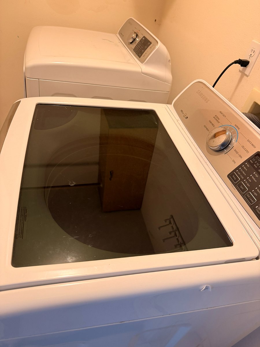 Samsung washer and dryer in the laundry room