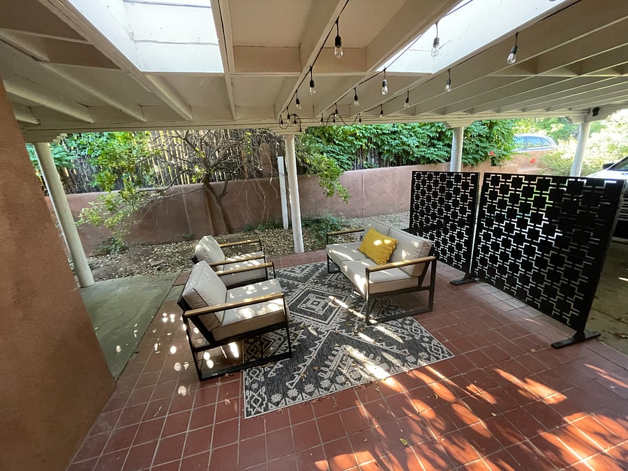 Outdoor seating off of dining area