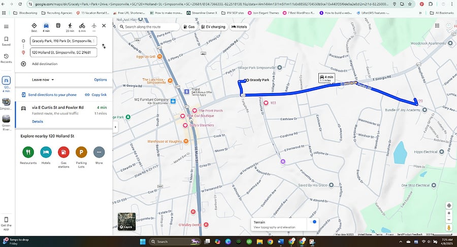 Proximity to New Simpsonville Municipal Complex and Gracely park