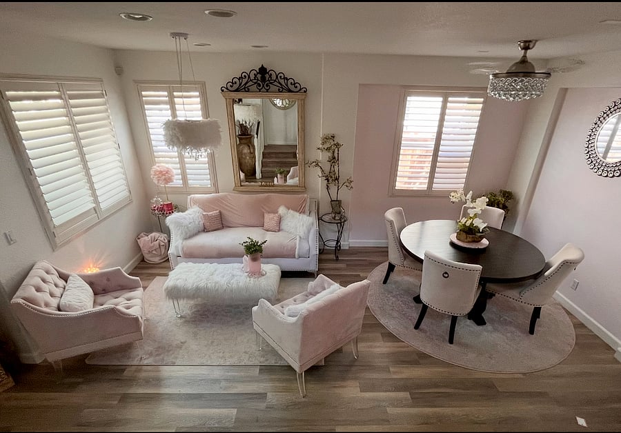 Front entry sitting-TV room/ dining area