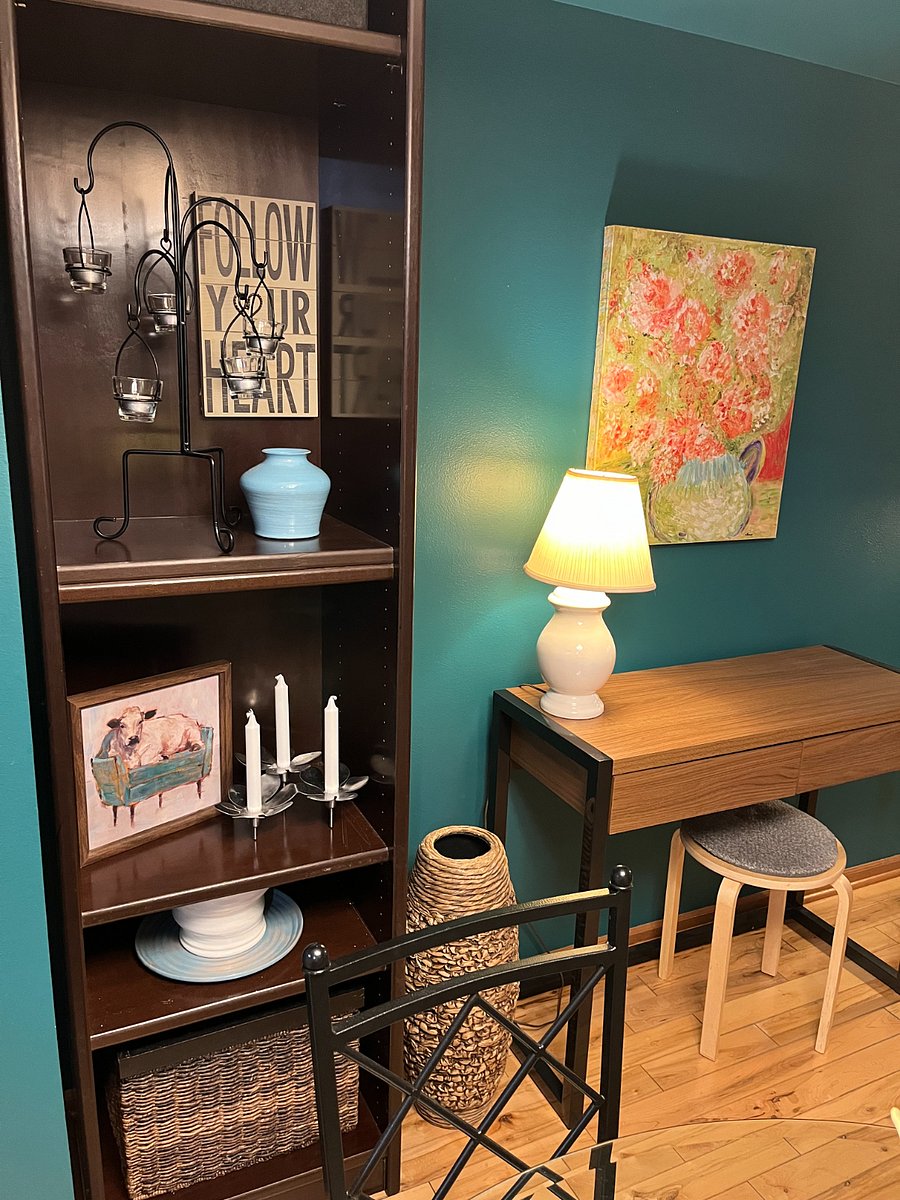 Separate desk area- maybe not for a work from home, but to keep business items organized and off the counter/ table