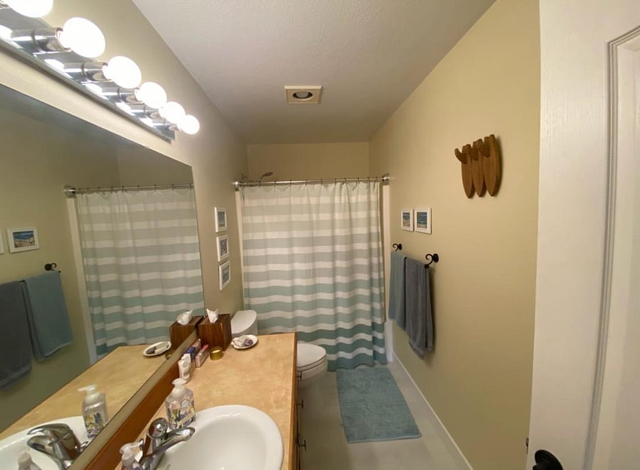 Upstairs full bath with bathtub and shower