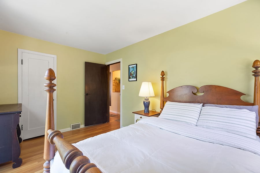 Second main floor bedroom. Comfortable antique double bed
