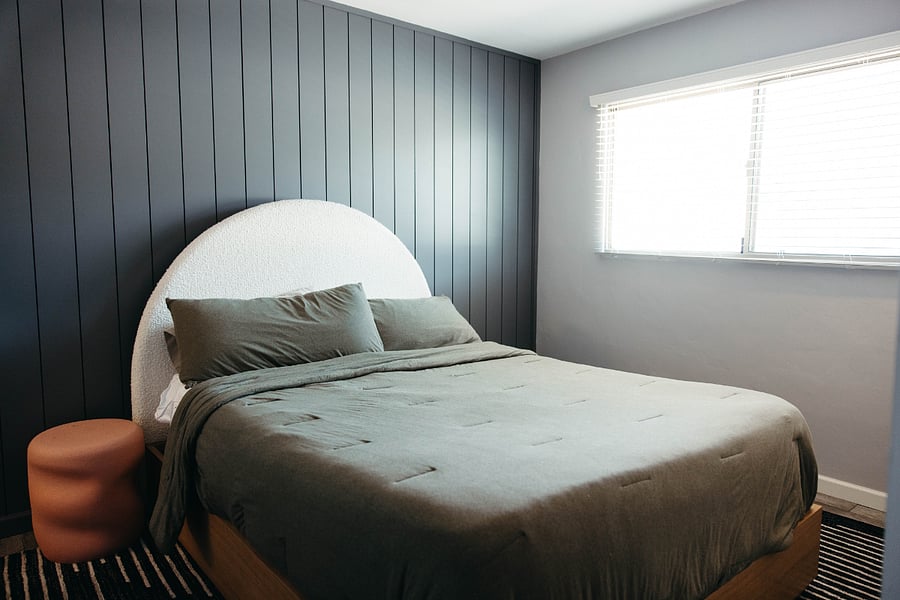 Queen bed in master bedroom