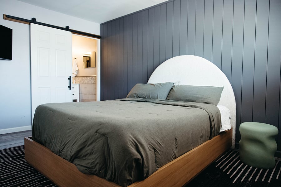 Queen bed in master bedroom