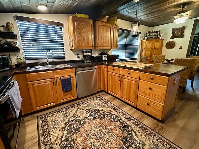 View from kitchen into dining room.